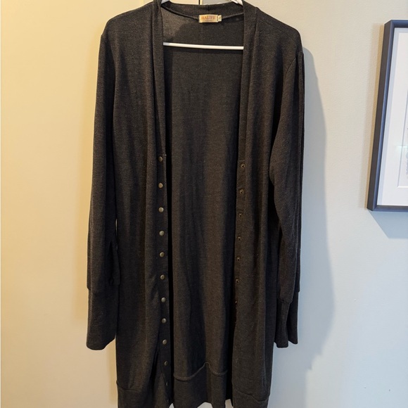 Amazon Women's Charcoal Cardigan Sweater - Picture 2 of 3